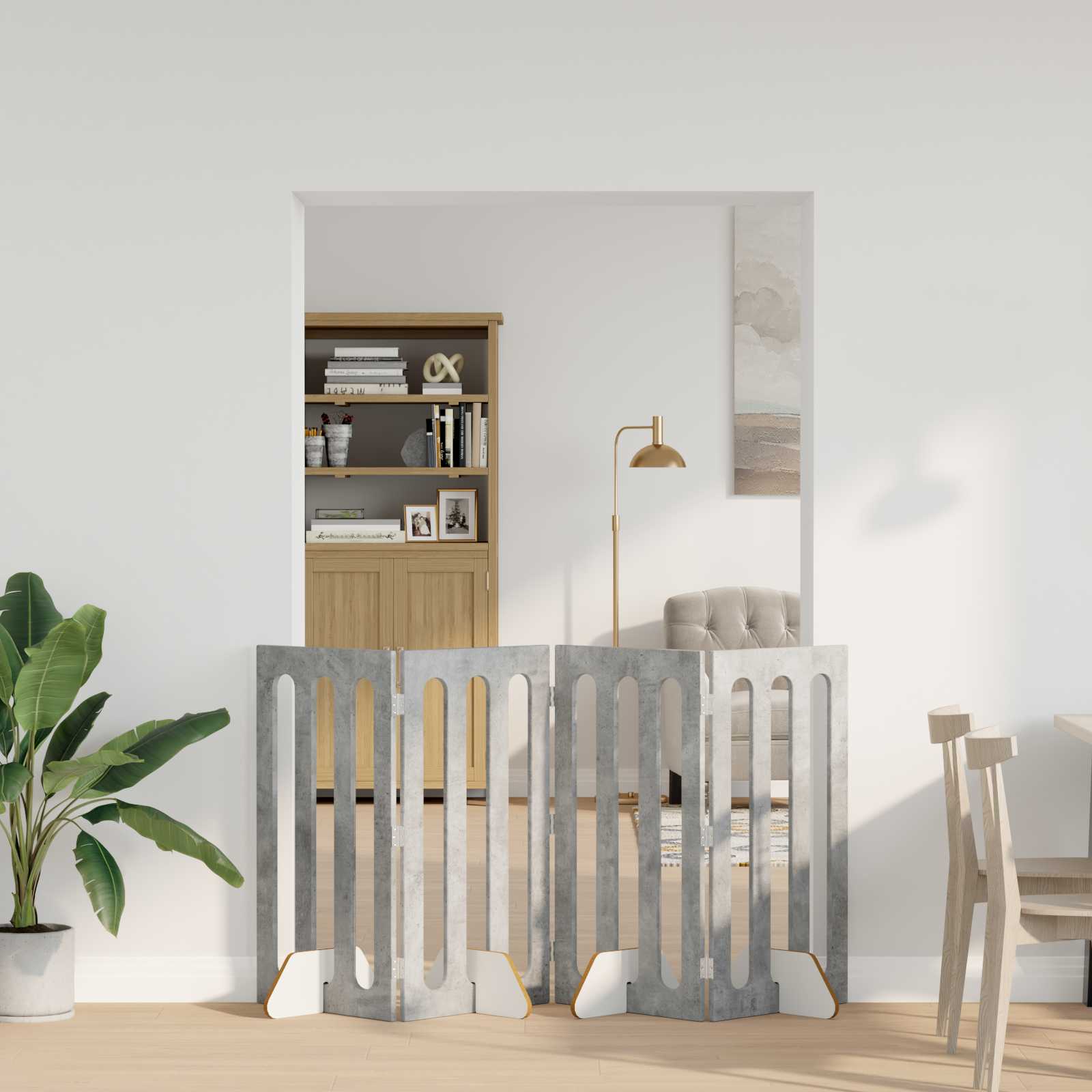 Faltbarer Haustierzaun 4 pcs Betongrau 201 x 38 x 90 cm