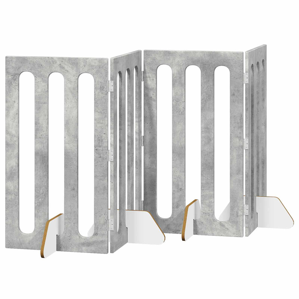 Faltbarer Haustierzaun 4 pcs Betongrau 201 x 38 x 90 cm