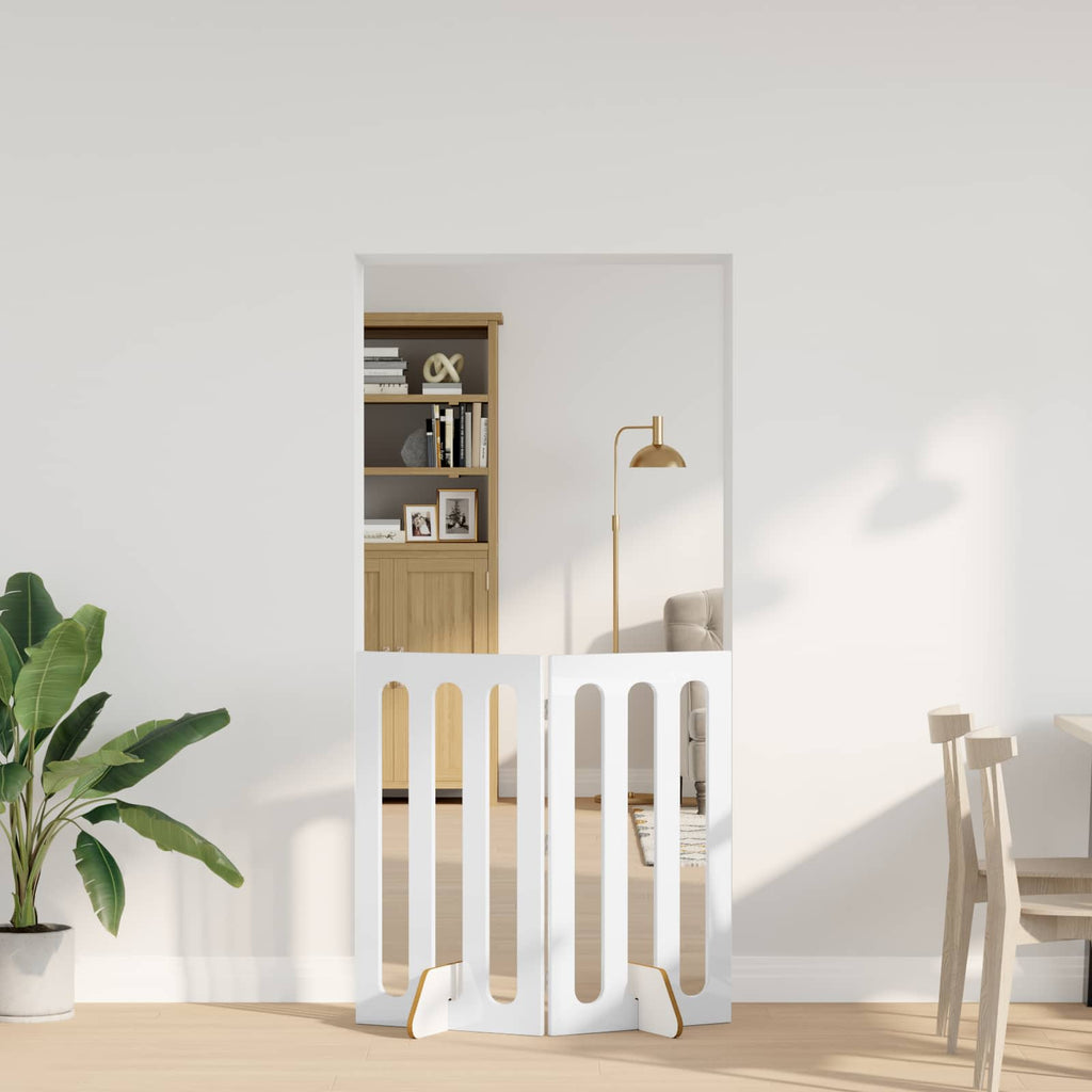 Faltbarer Haustierzaun 2 pcs Hochglanz Weiß 100,5 x 38 x 90 cm