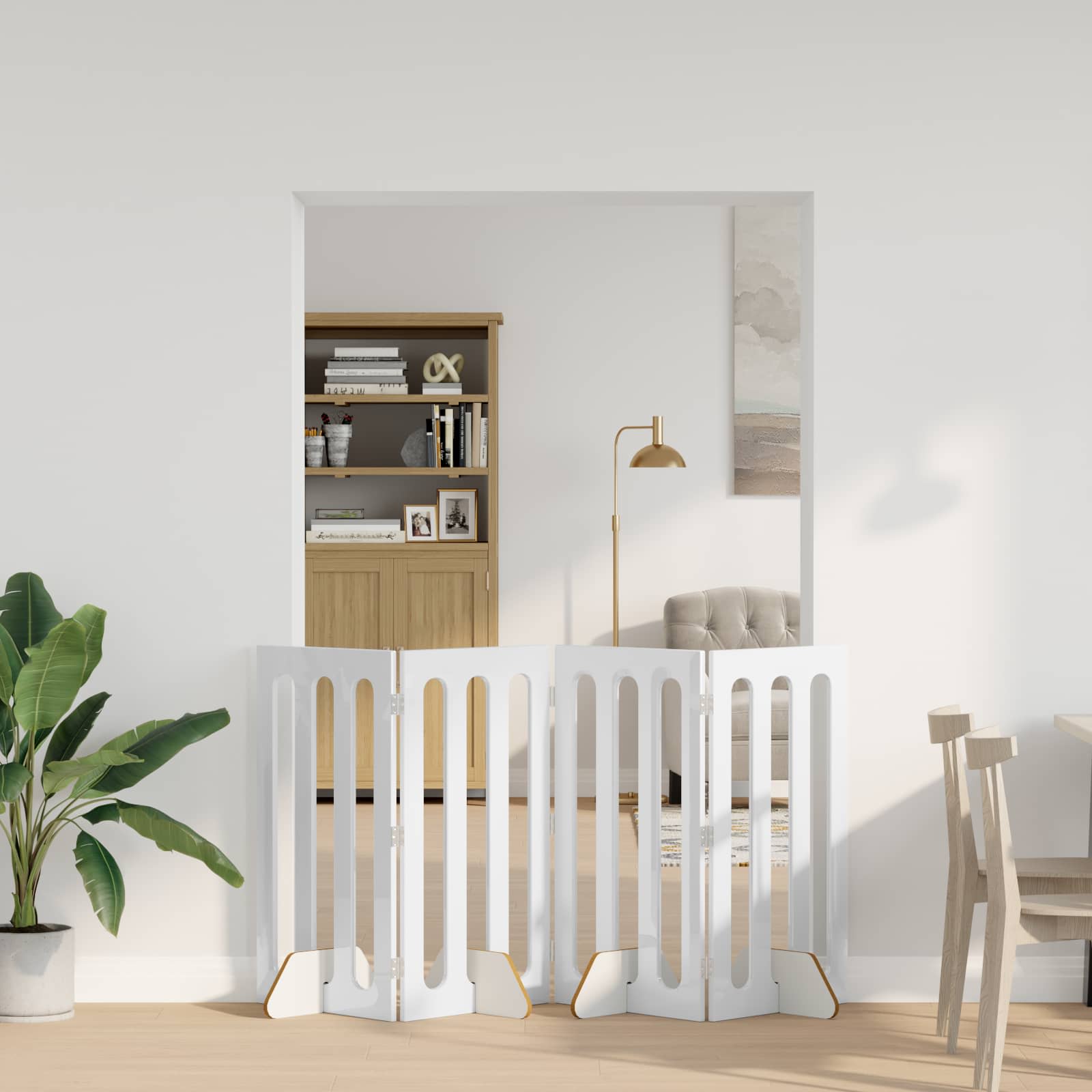 Faltbarer Haustierzaun 4 pcs Hochglanz Weiß 201 x 38 x 90 cm