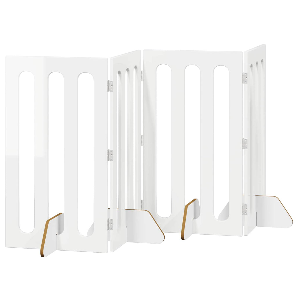 Faltbarer Haustierzaun 4 pcs Hochglanz Weiß 201 x 38 x 90 cm