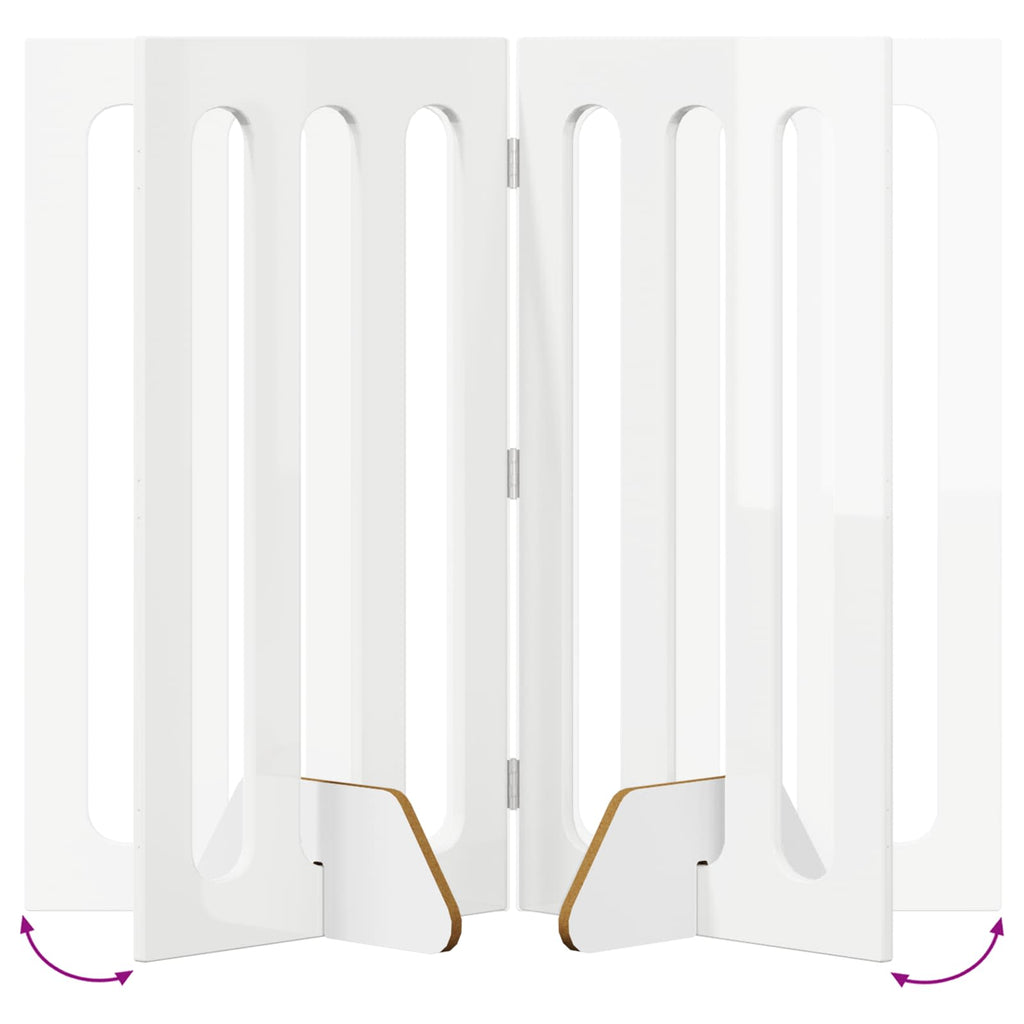 Faltbarer Haustierzaun 4 pcs Hochglanz Weiß 201 x 38 x 90 cm