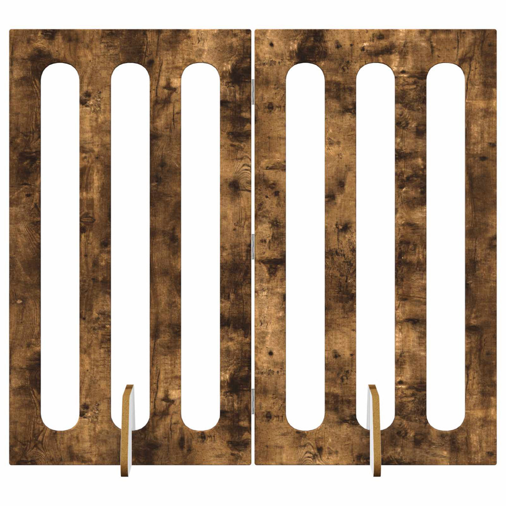 Faltbarer Haustierzaun 2 pcs Geräucherte Eiche Holzwerkstoff