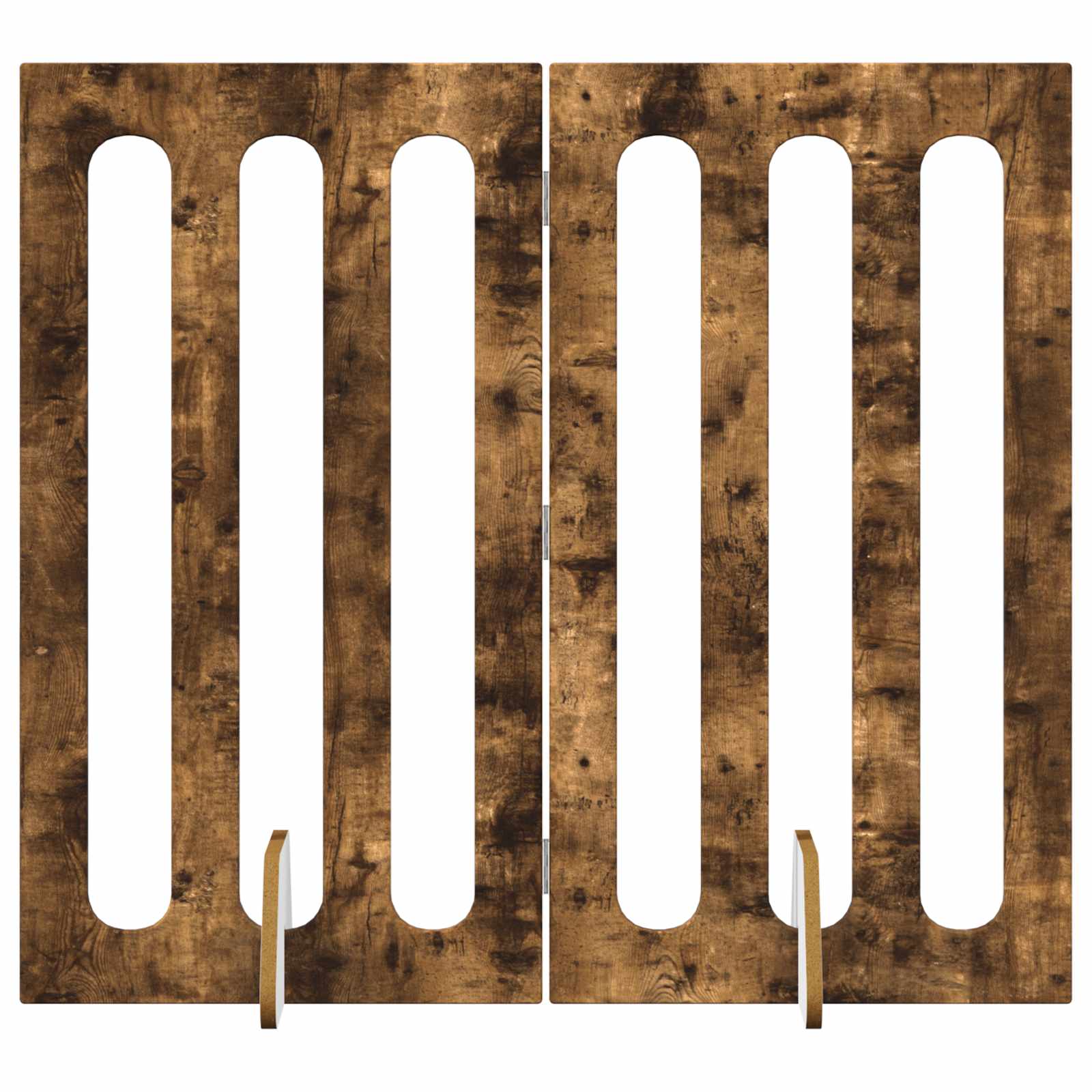 Faltbarer Haustierzaun 2 pcs Geräucherte Eiche Holzwerkstoff