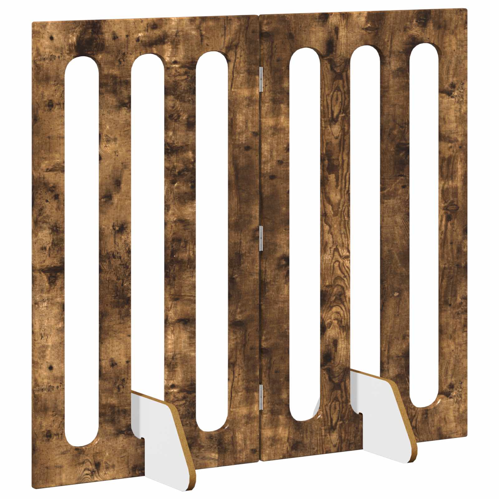 Faltbarer Haustierzaun 2 pcs Geräucherte Eiche Holzwerkstoff