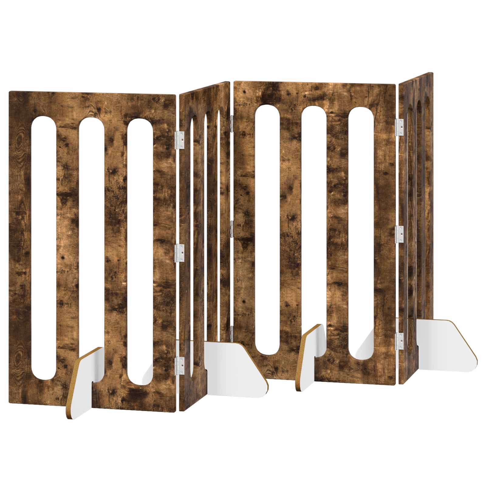 Faltbarer Haustierzaun 4 pcs Geräucherte Eiche 201 x 38 x 90 cm