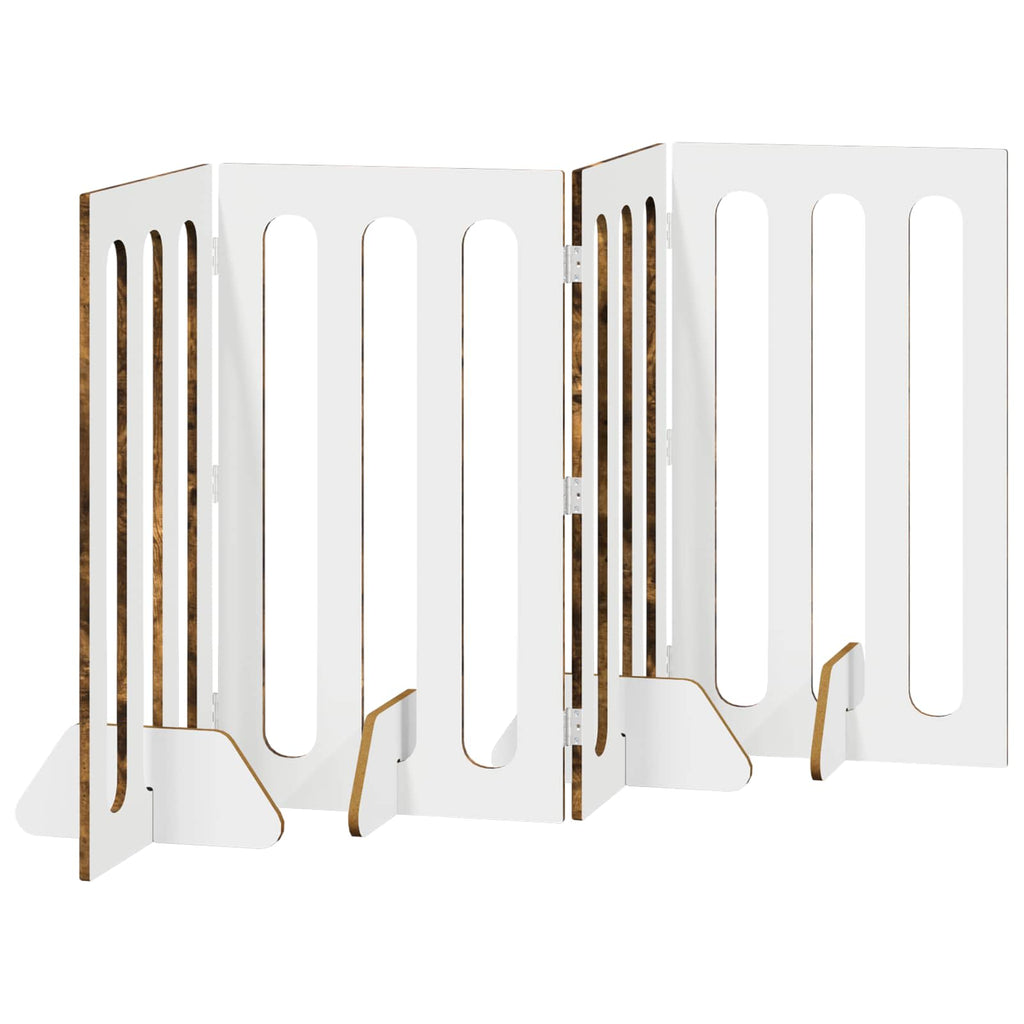 Faltbarer Haustierzaun 4 pcs Geräucherte Eiche 201 x 38 x 90 cm