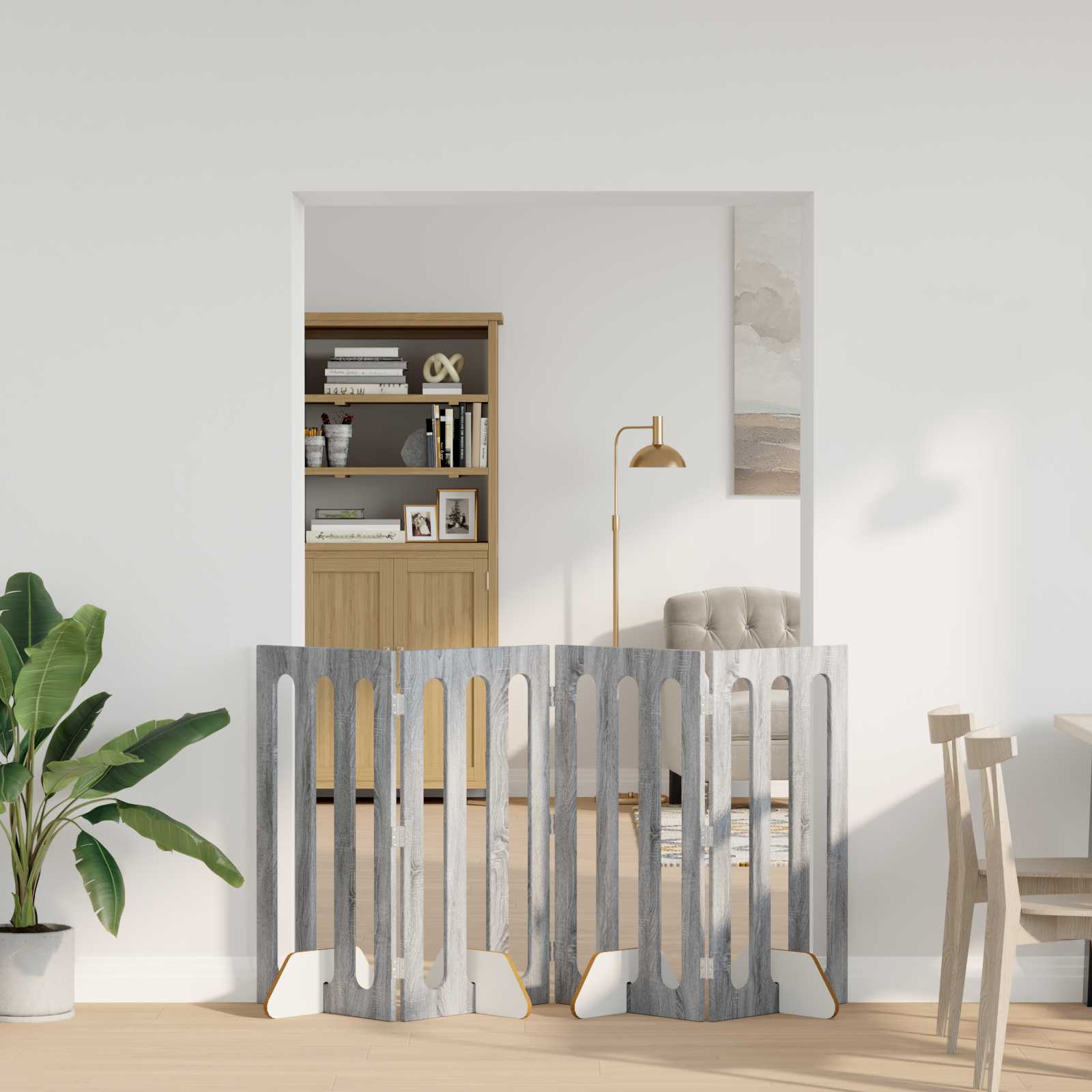 Faltbarer Haustierzaun 4 pcs Graues Sonoma 201 x 38 x 90 cm