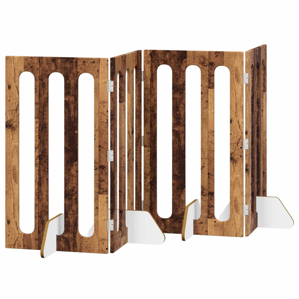 Faltbarer Haustierzaun 4 pcs Eichenholz 201 x 38 x 90 cm