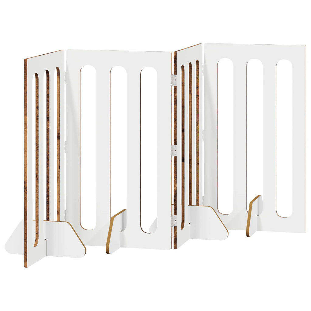 Faltbarer Haustierzaun 4 pcs Eichenholz 201 x 38 x 90 cm