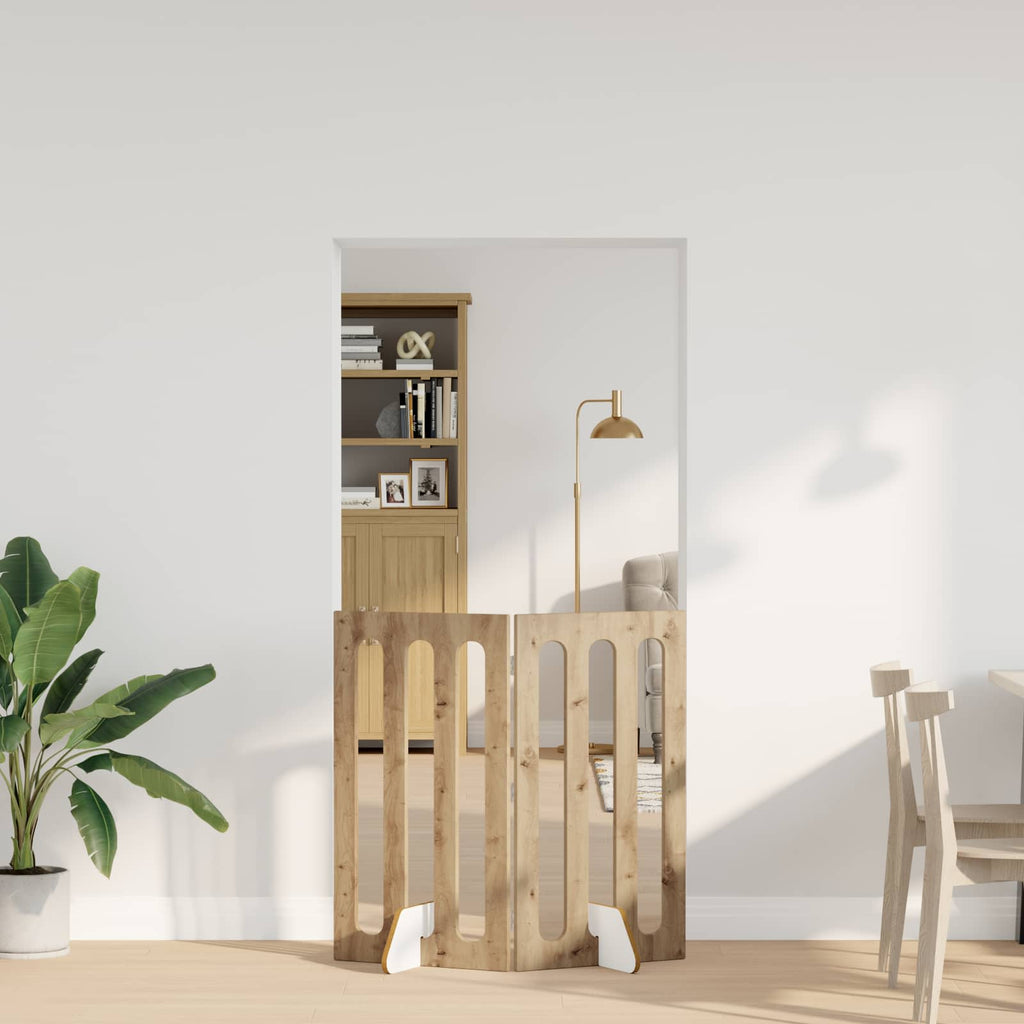 Faltbarer Haustierzaun 2 pcs Artisan-Eiche 100,5 x 38 x 90 cm