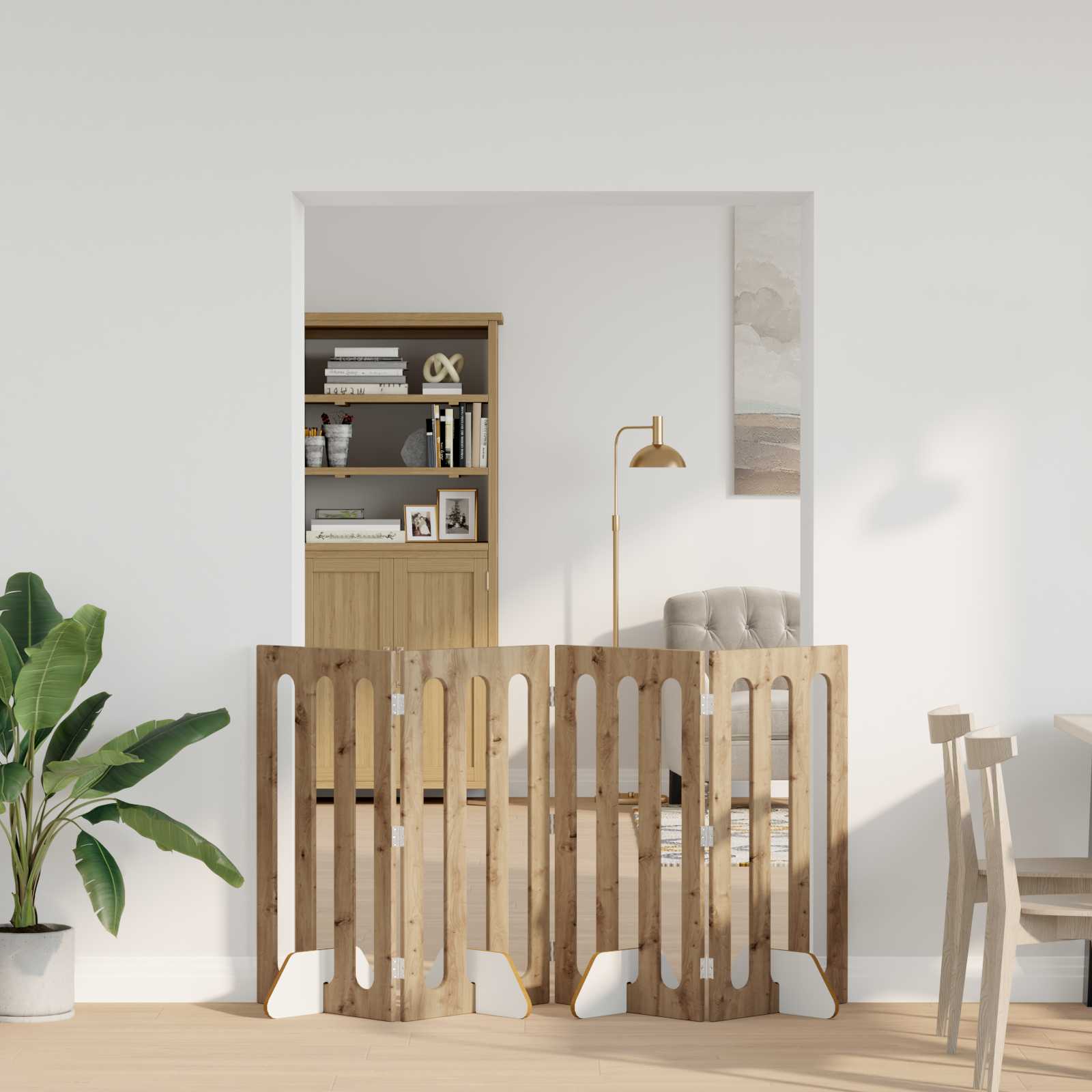 Faltbarer Haustierzaun 4 pcs Artisan-Eiche 201 x 38 x 90 cm