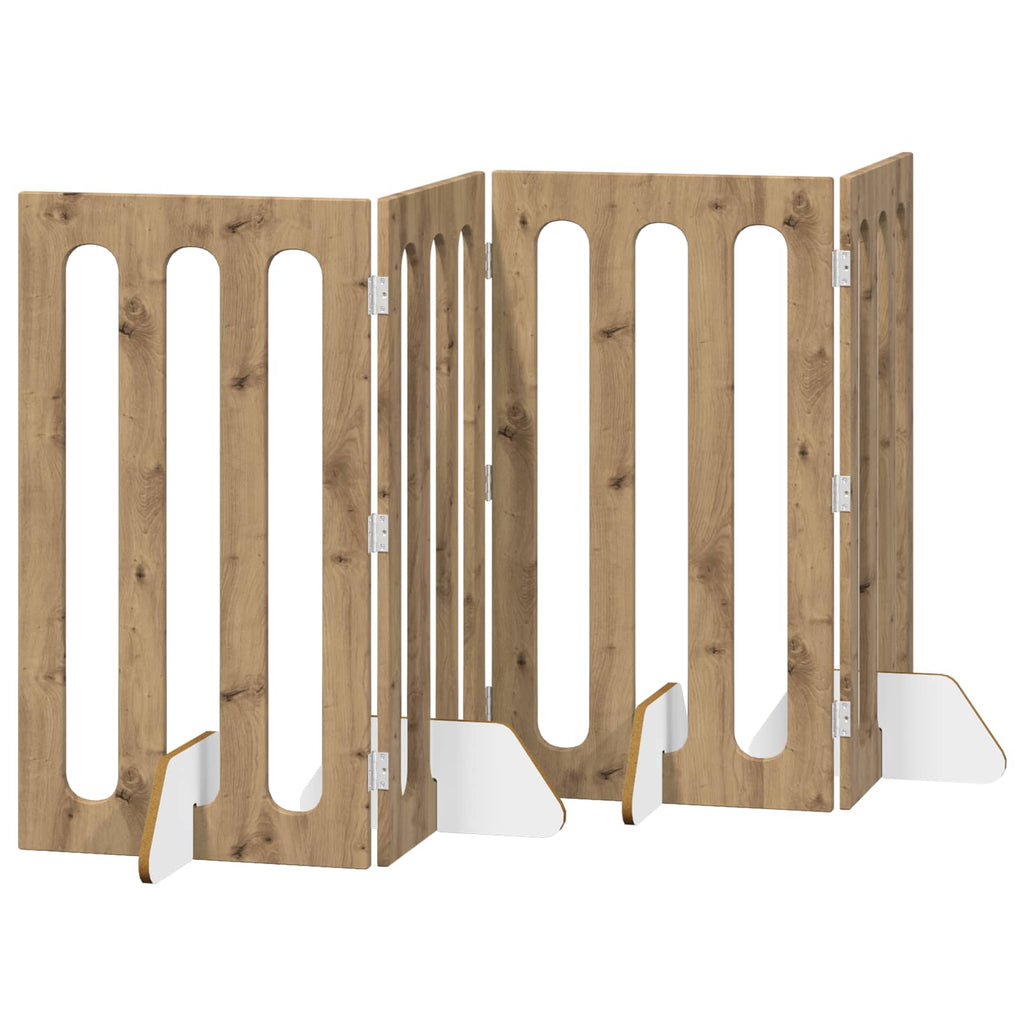 Faltbarer Haustierzaun 4 pcs Artisan-Eiche 201 x 38 x 90 cm