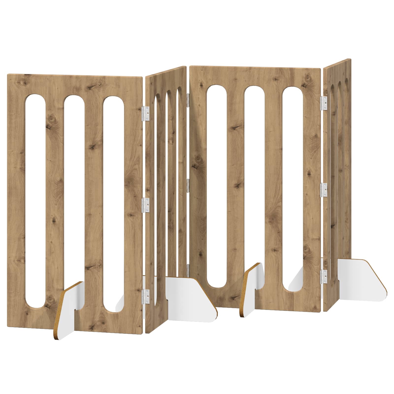 Faltbarer Haustierzaun 4 pcs Artisan-Eiche 201 x 38 x 90 cm