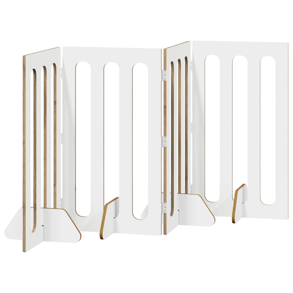 Faltbarer Haustierzaun 4 pcs Artisan-Eiche 201 x 38 x 90 cm