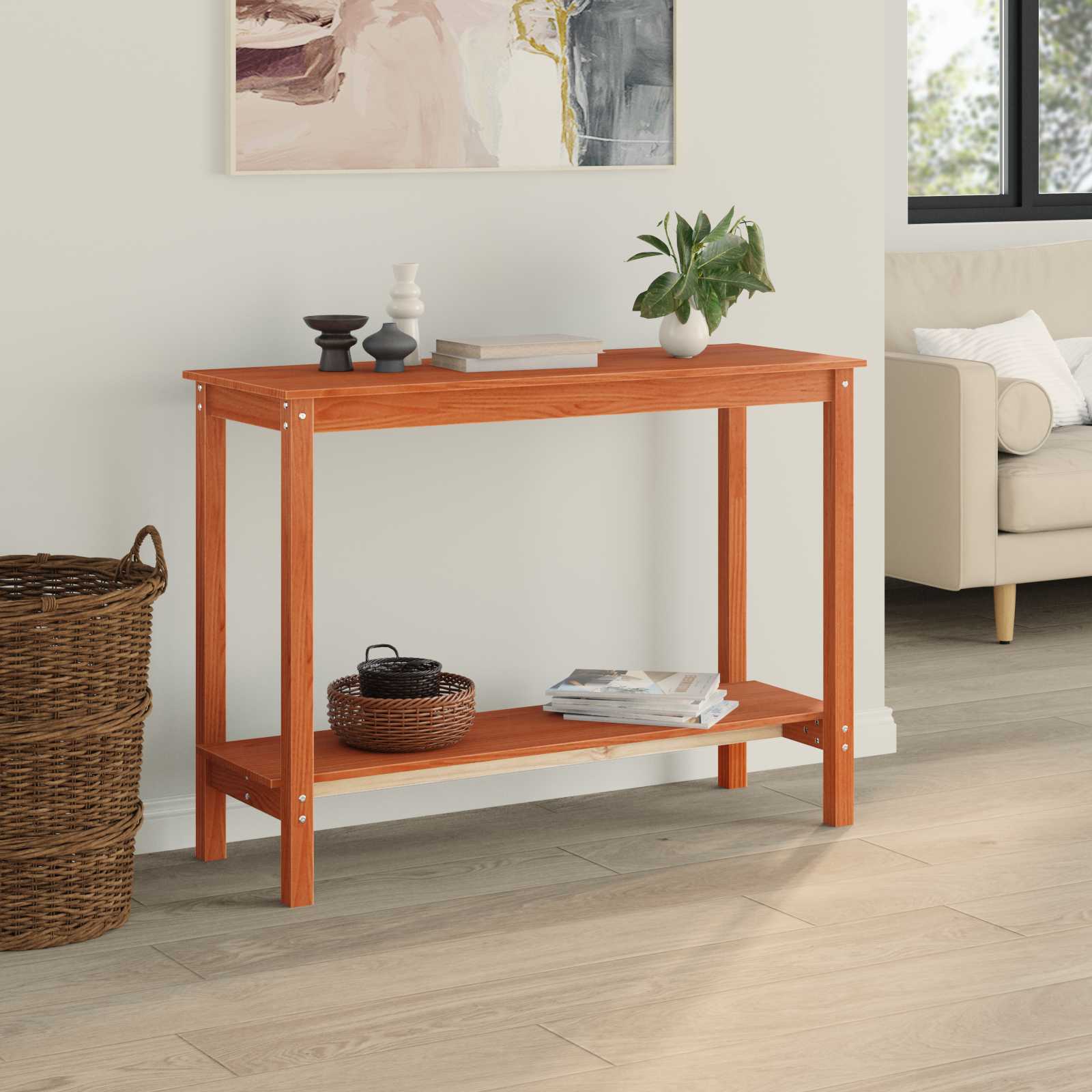Konsolentisch Wachsbraun 110 x 40 x 80 cm Massives Kiefernholz