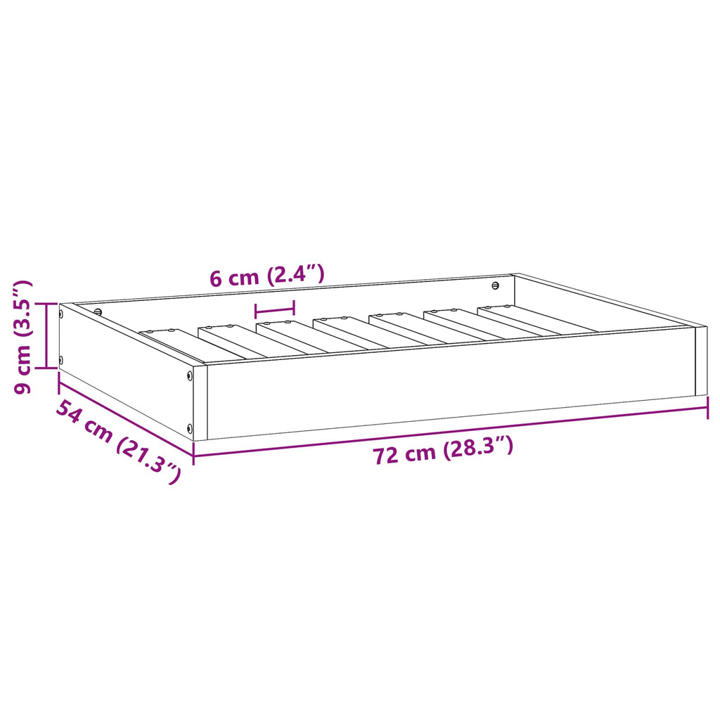 Hundebett Wachsbraun 72 x 54 x 9 cm Massivholz Kiefer