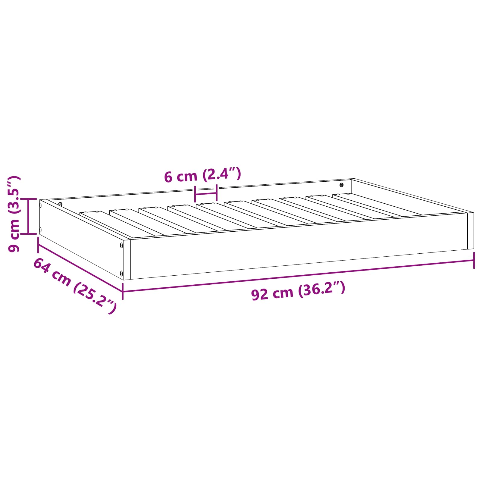 Hundebett Wachsbraun 92 x 64 x 9 cm Massivholz Kiefer