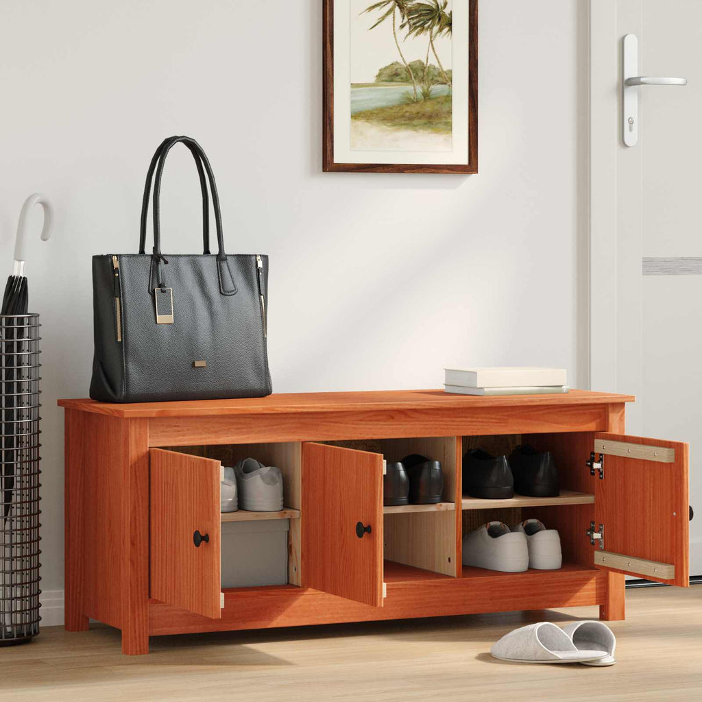 Schuhschrank Wachsbraun 110 x 38 x 45,5 cm Massives Kiefernholz