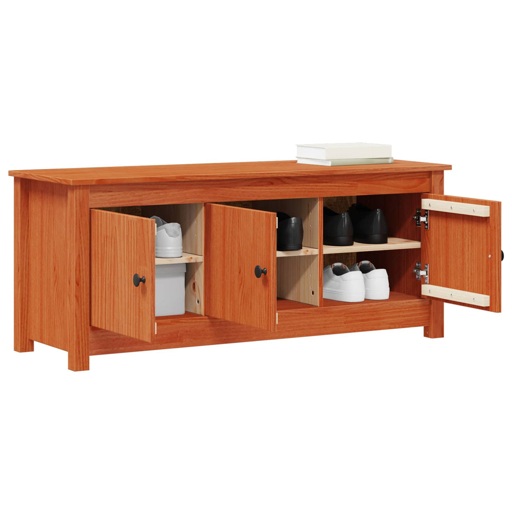 Schuhschrank Wachsbraun 110 x 38 x 45,5 cm Massives Kiefernholz