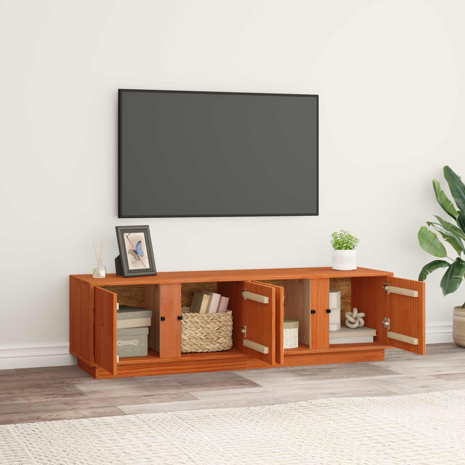 TV-Schränk Wachsbraun 140 x 40 x 40 cm Massives Kiefernholz