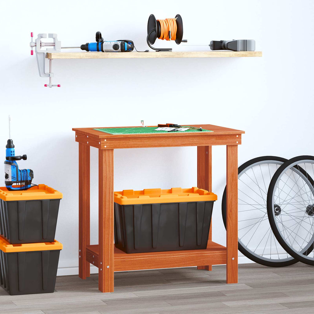 Werkbank Wachsbraun 80 x 50 x 80 cm Massives Kiefernholz
