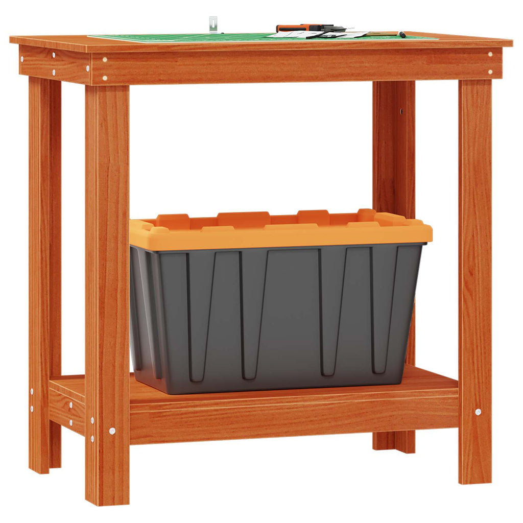 Werkbank Wachsbraun 80 x 50 x 80 cm Massives Kiefernholz