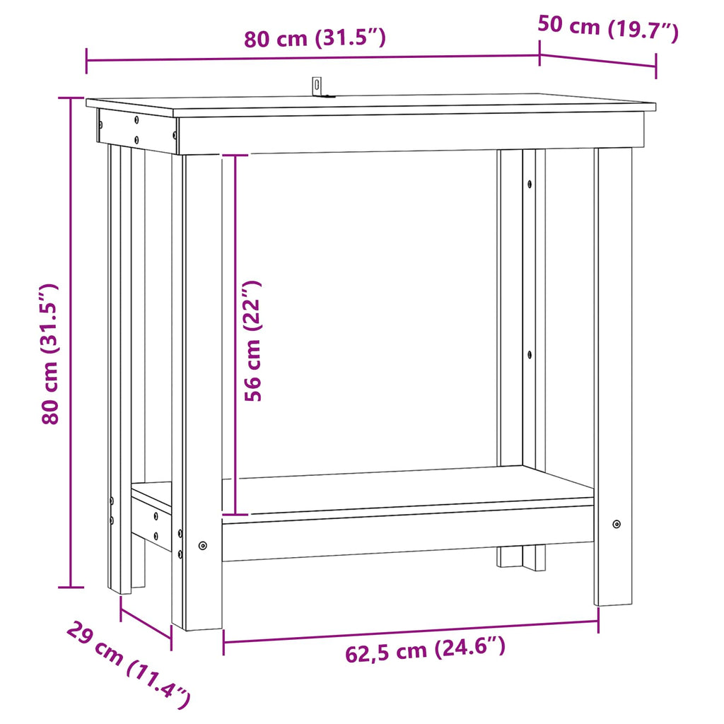 Werkbank Wachsbraun 80 x 50 x 80 cm Massives Kiefernholz