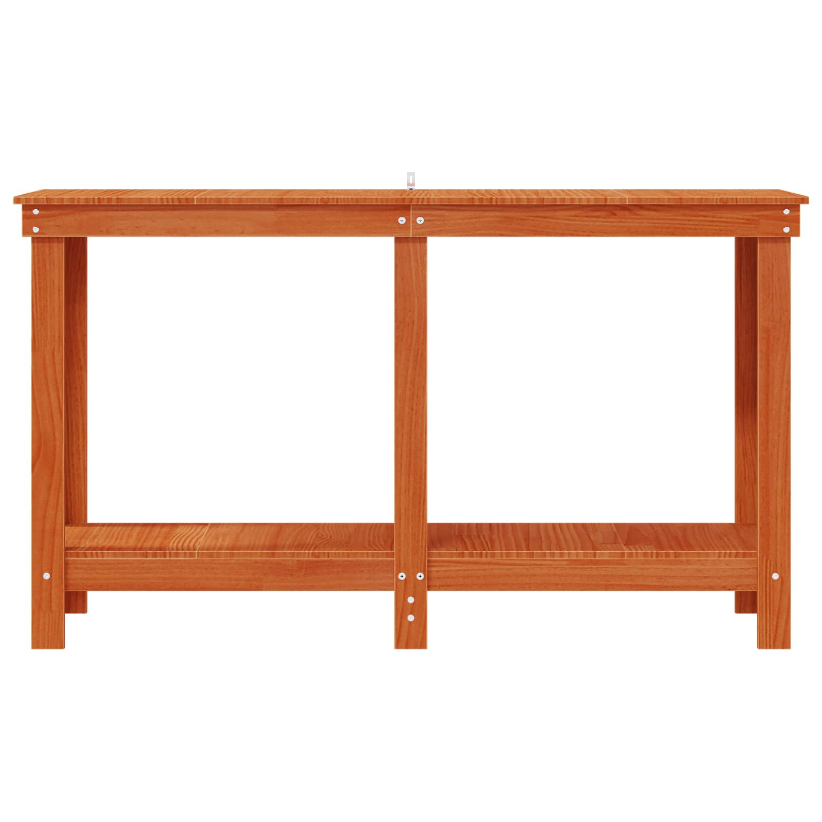 Werkbank Wachsbraun 140 x 50 x 80 cm Massives Kiefernholz