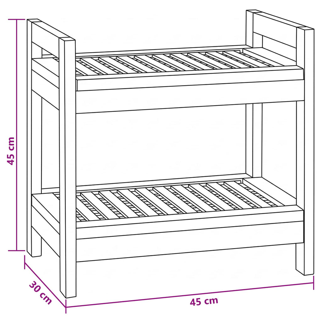 Badregal Natur 45 x 30 x 45 cm Massivholz Teak