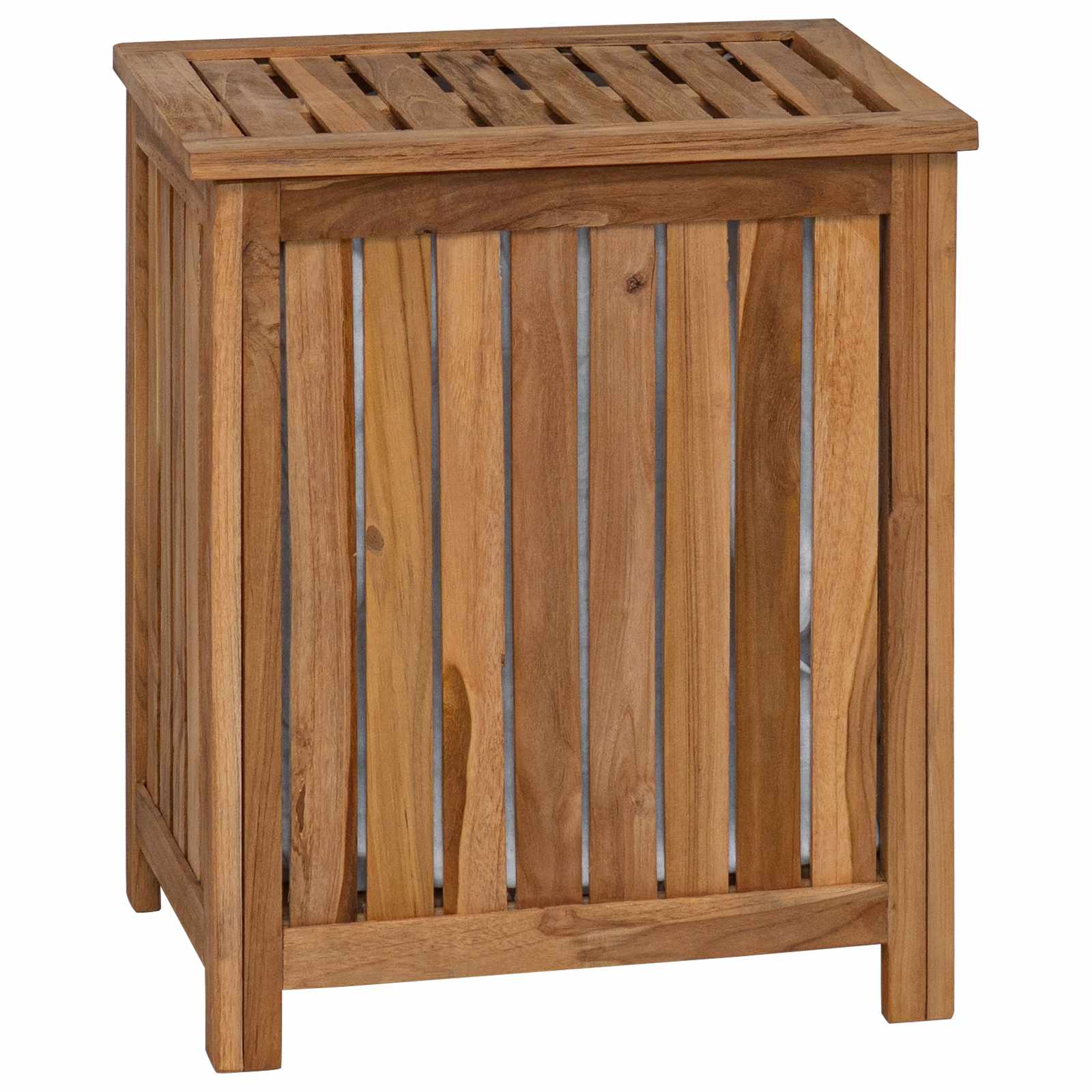 Wäschekorb Natur 50 x 35 x 60 cm Massivholz Teak