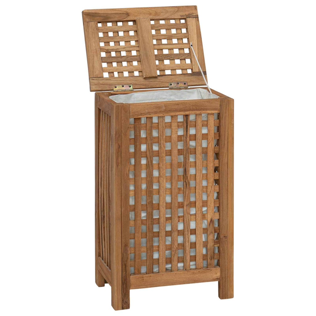 Wäschekorb Natur 35 x 25 x 60 cm Massivholz Teak