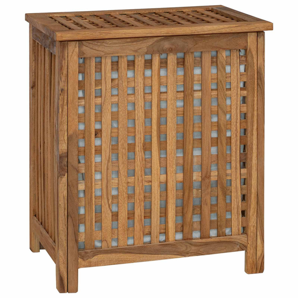 Wäschekorb Natur 50 x 35 x 60 cm Massivholz Teak