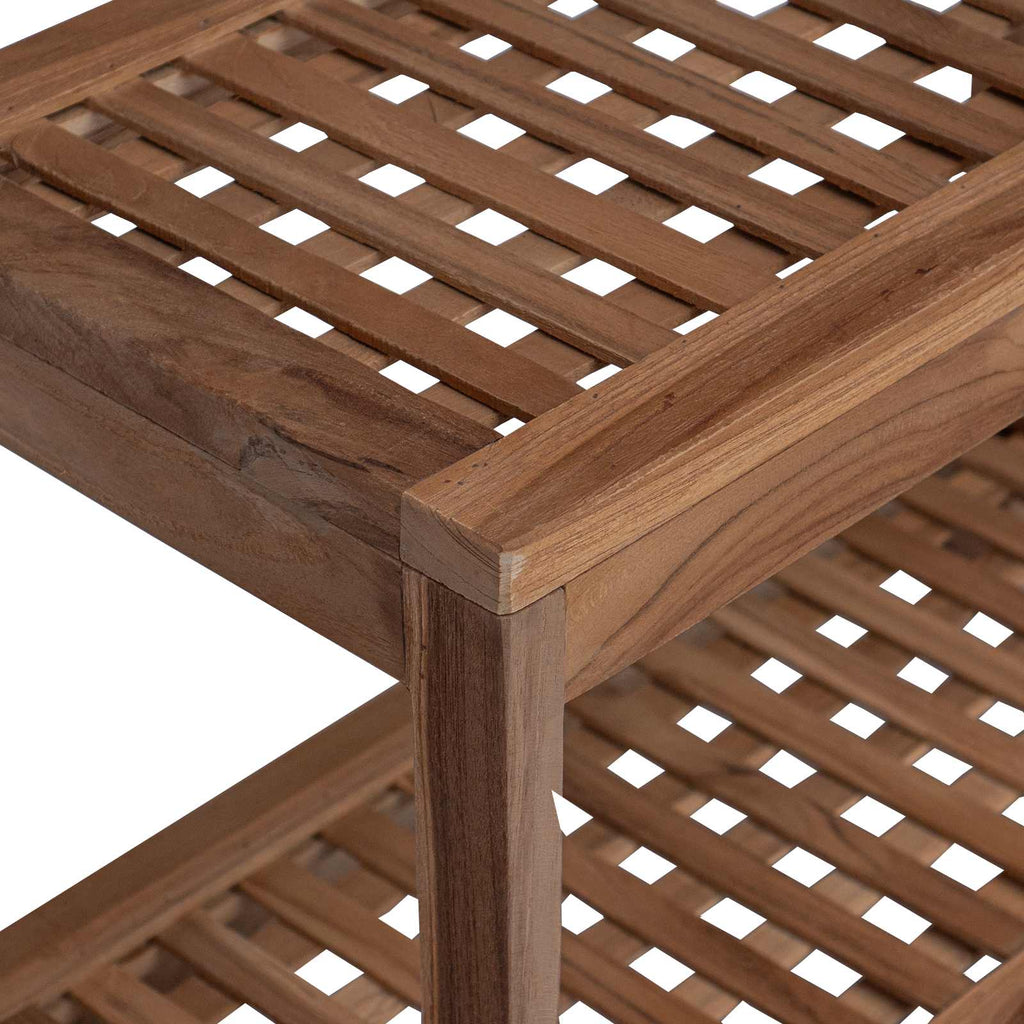 Bad Beistelltisch Natur 60 x 30 x 45 cm Massivholz Teak