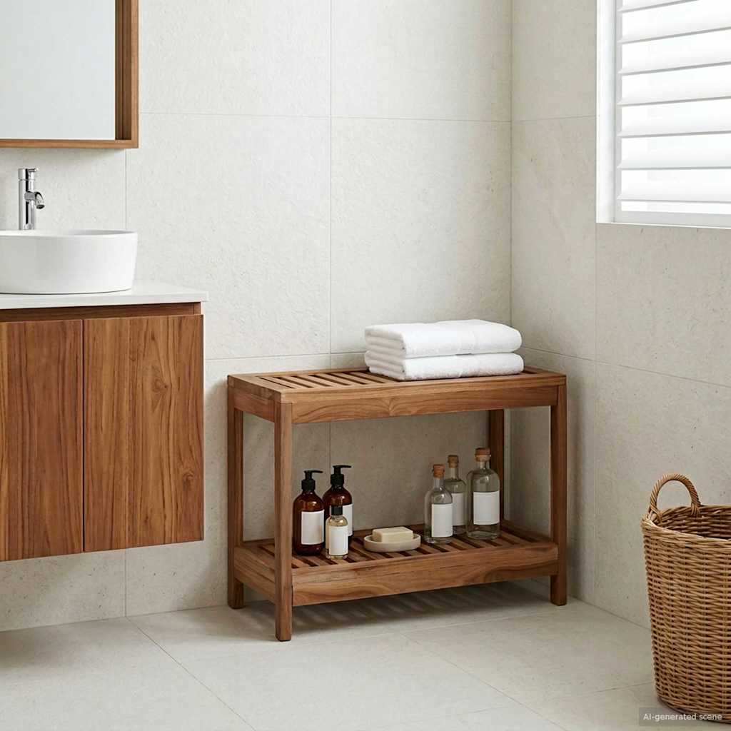 Bad Beistelltisch Natur 60 x 30 x 45 cm Massivholz Teak