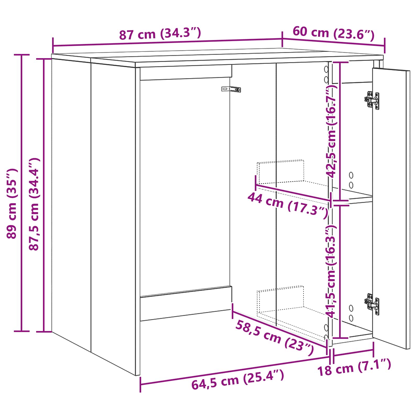 Waschmaschinen-Schrank mit Tür Graues Sonoma 87 x 60 x 89 cm