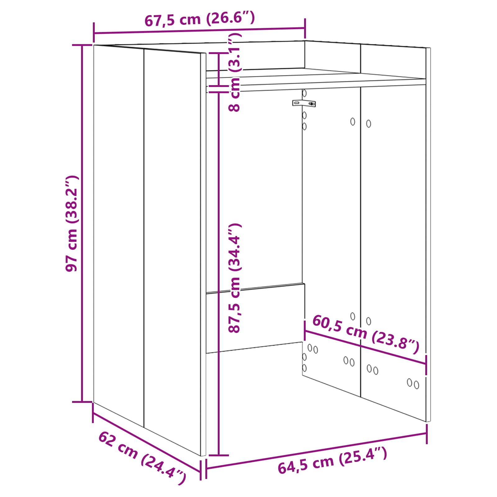 Waschmaschinen-Schrank Sonoma 67,5 x 62 x 97 cm Holzwerkstoff