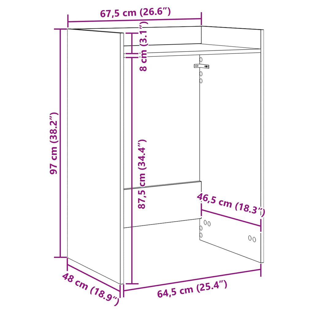 Waschmaschinen-Schrank Weiß 67,5 x 48 x 97 cm Holzwerkstoff