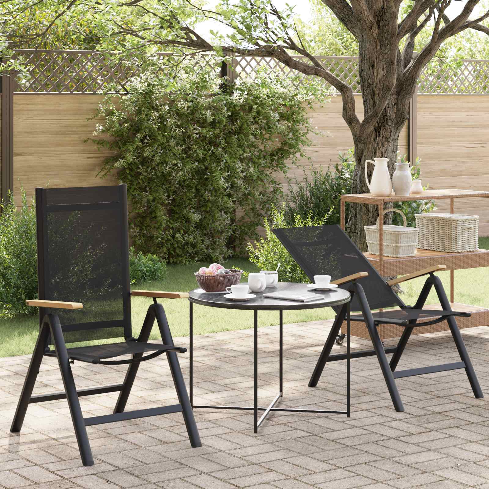 Liegestühle für den Garten 2 pcs Schwarz 58 x 73 x 111,5 cm
