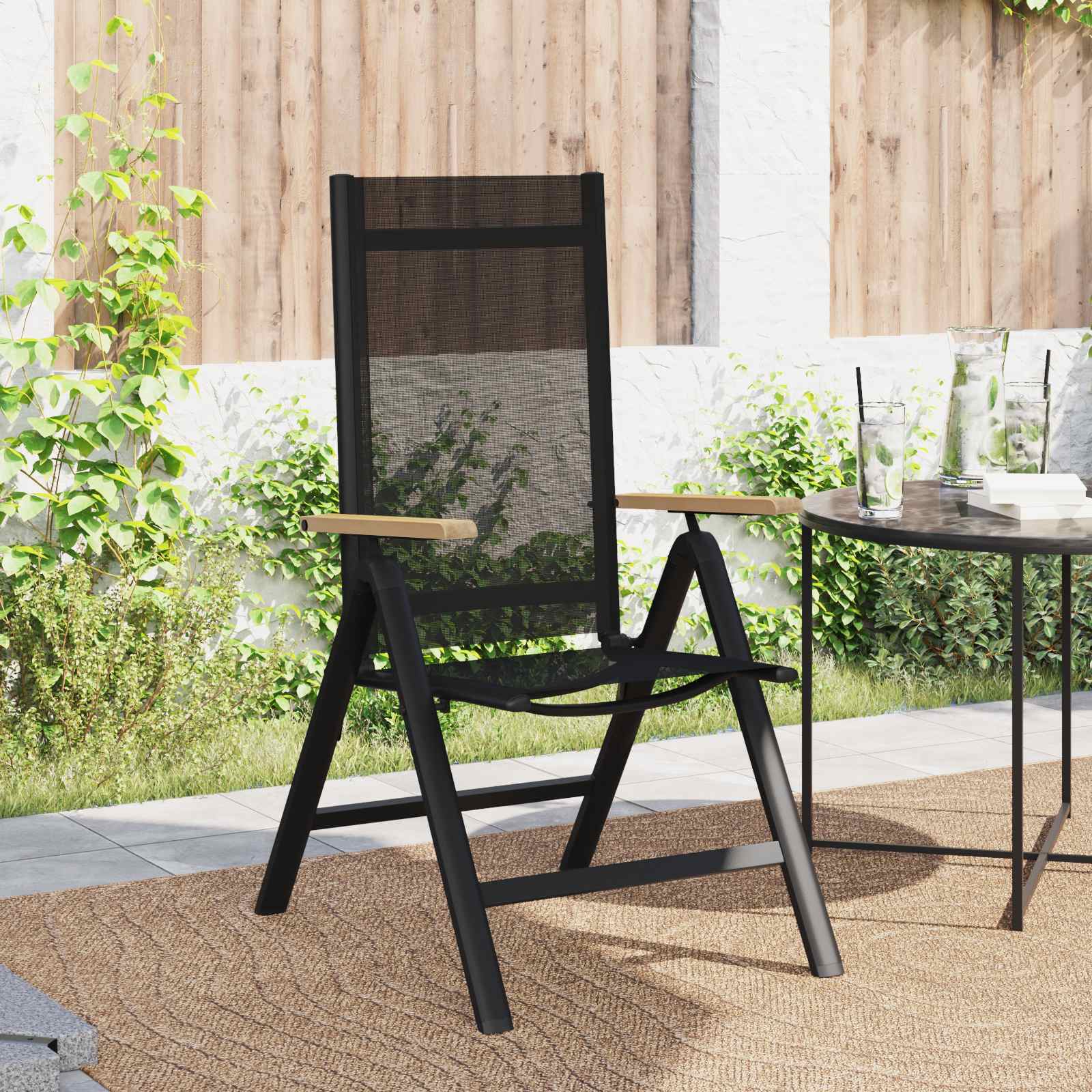 Liegestühle für den Garten 2 pcs Schwarz 58 x 73 x 111,5 cm