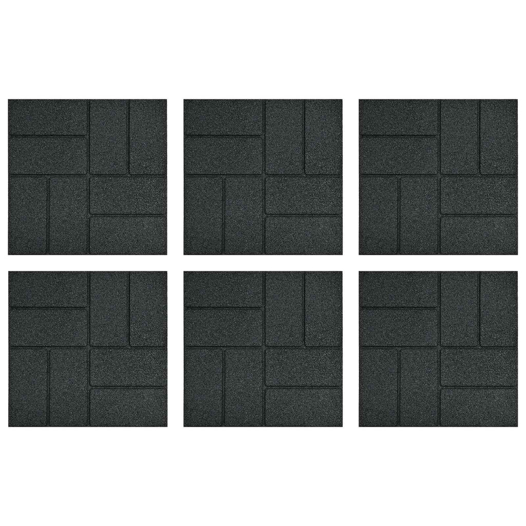 Gehwegstein 6 pcs Schwarz 40,5 x 40,5 x 2 cm Gummi