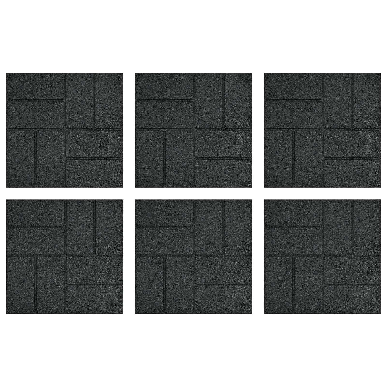 Gehwegstein 6 pcs Schwarz 40,5 x 40,5 x 2 cm Gummi