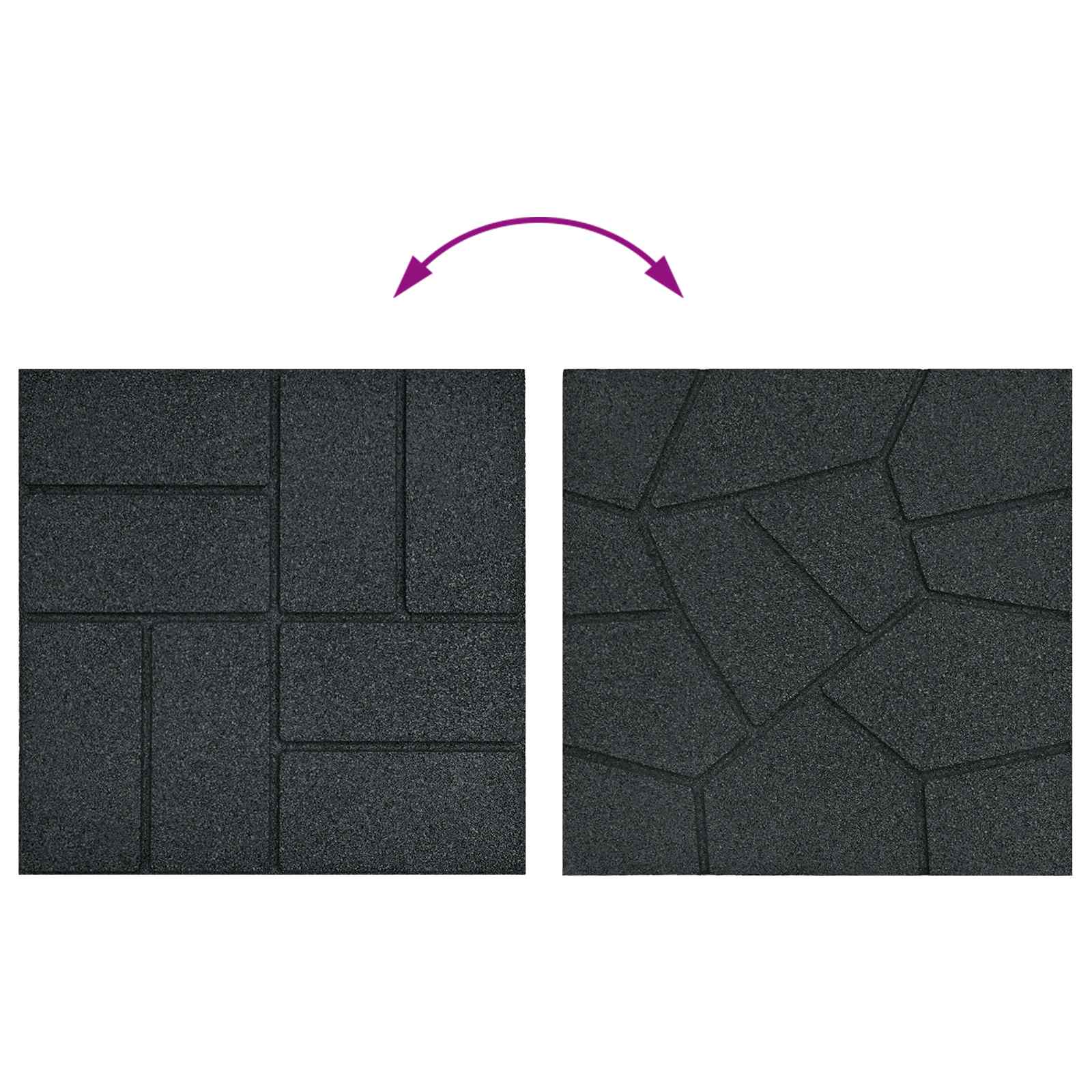 Gehwegstein 6 pcs Schwarz 40,5 x 40,5 x 2 cm Gummi