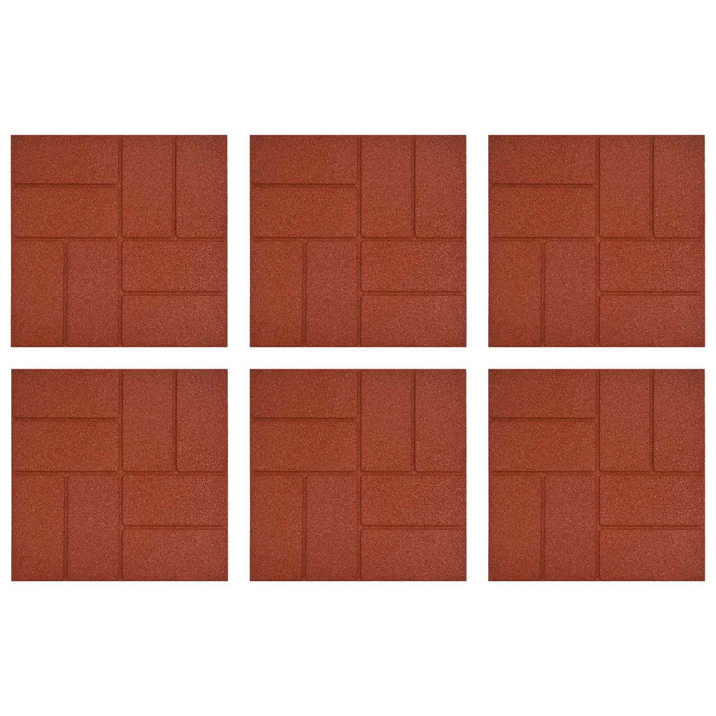 Gehwegstein 6 pcs Rot 40,5 x 40,5 x 2 cm Gummi