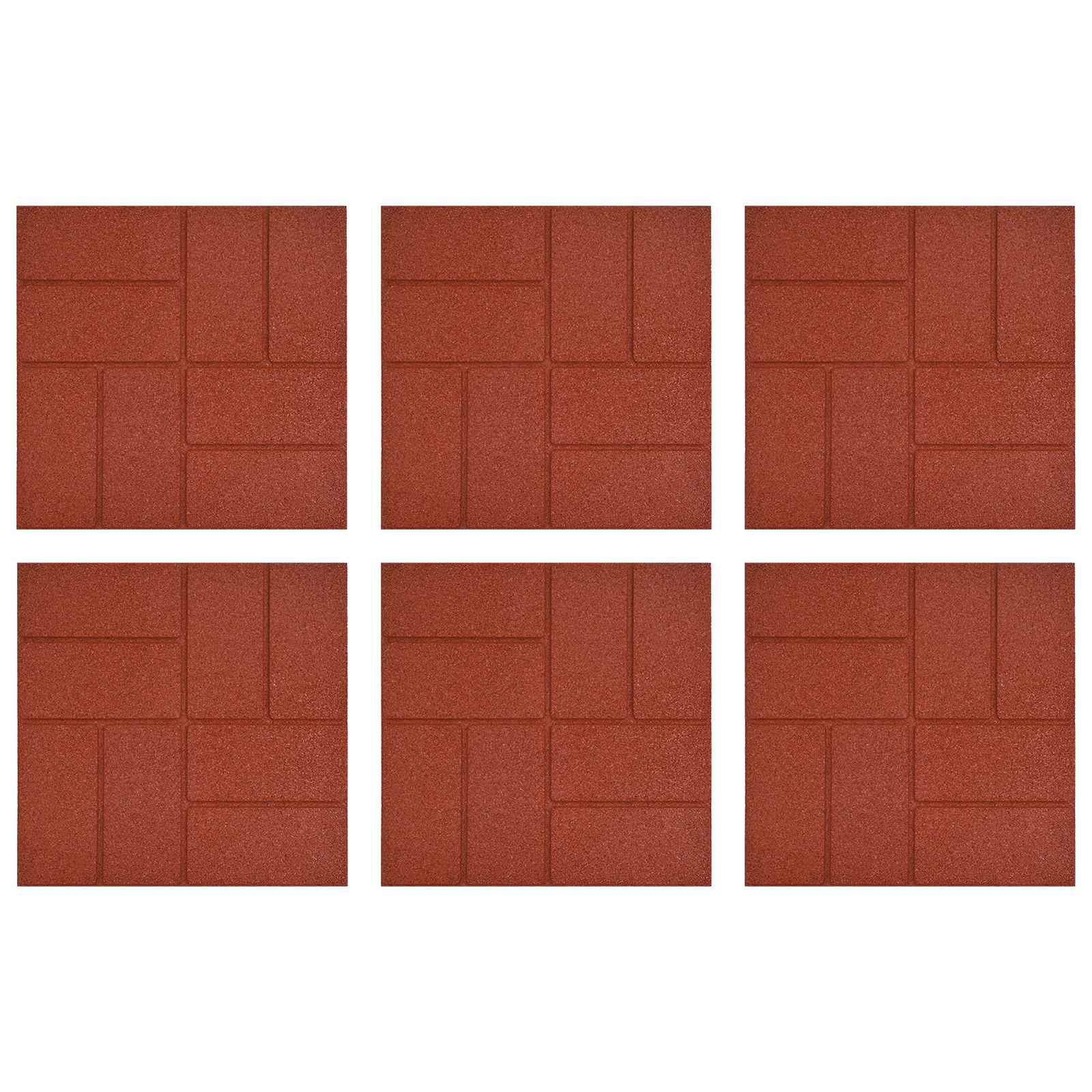 Gehwegstein 6 pcs Rot 40,5 x 40,5 x 2 cm Gummi