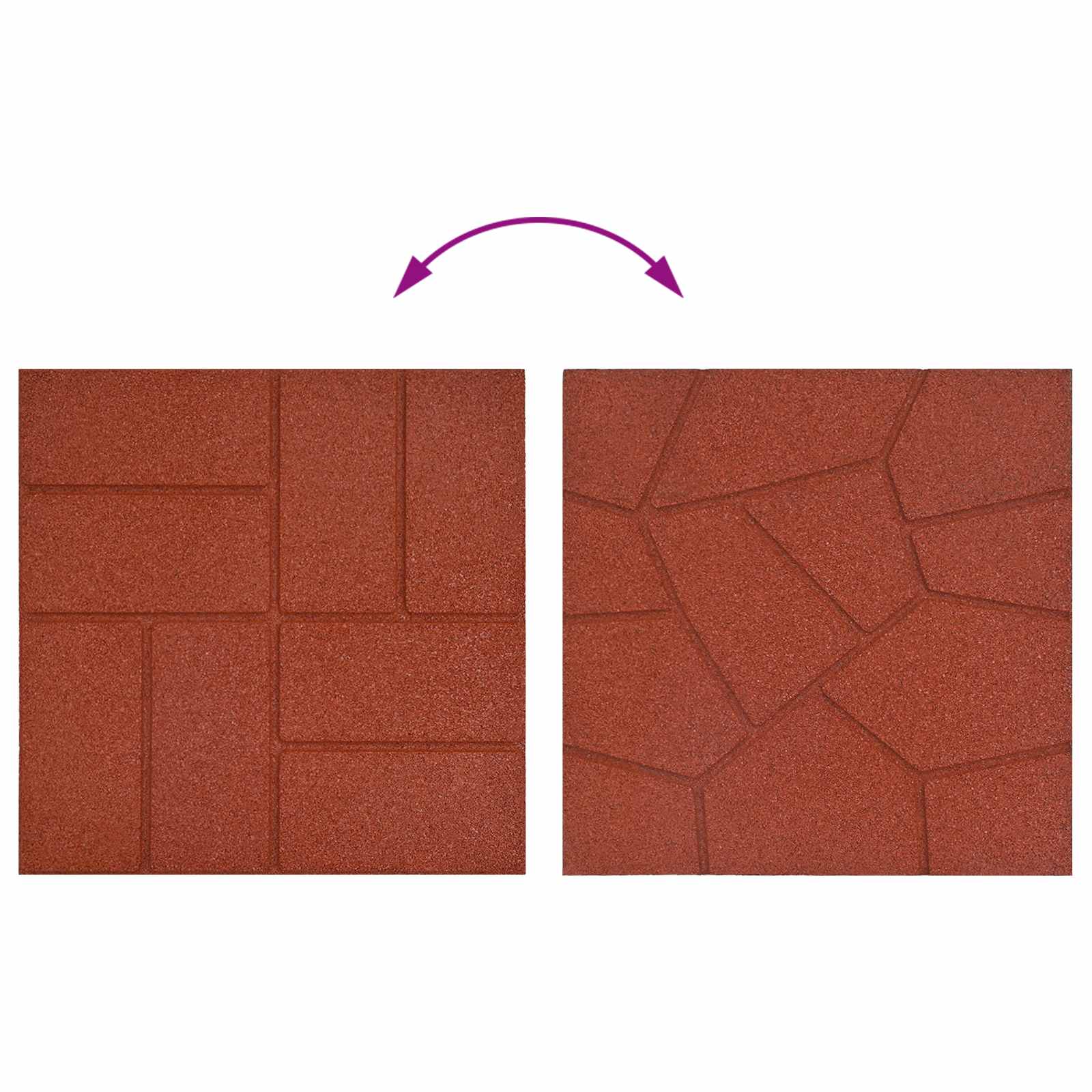 Gehwegstein 6 pcs Rot 40,5 x 40,5 x 2 cm Gummi