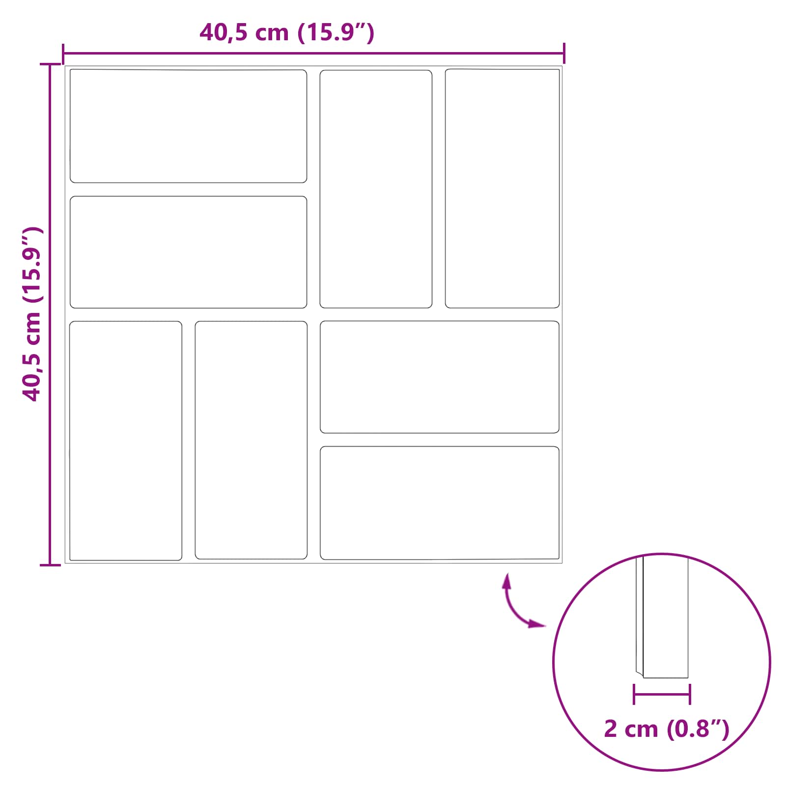 Gehwegstein 6 pcs Rot 40,5 x 40,5 x 2 cm Gummi