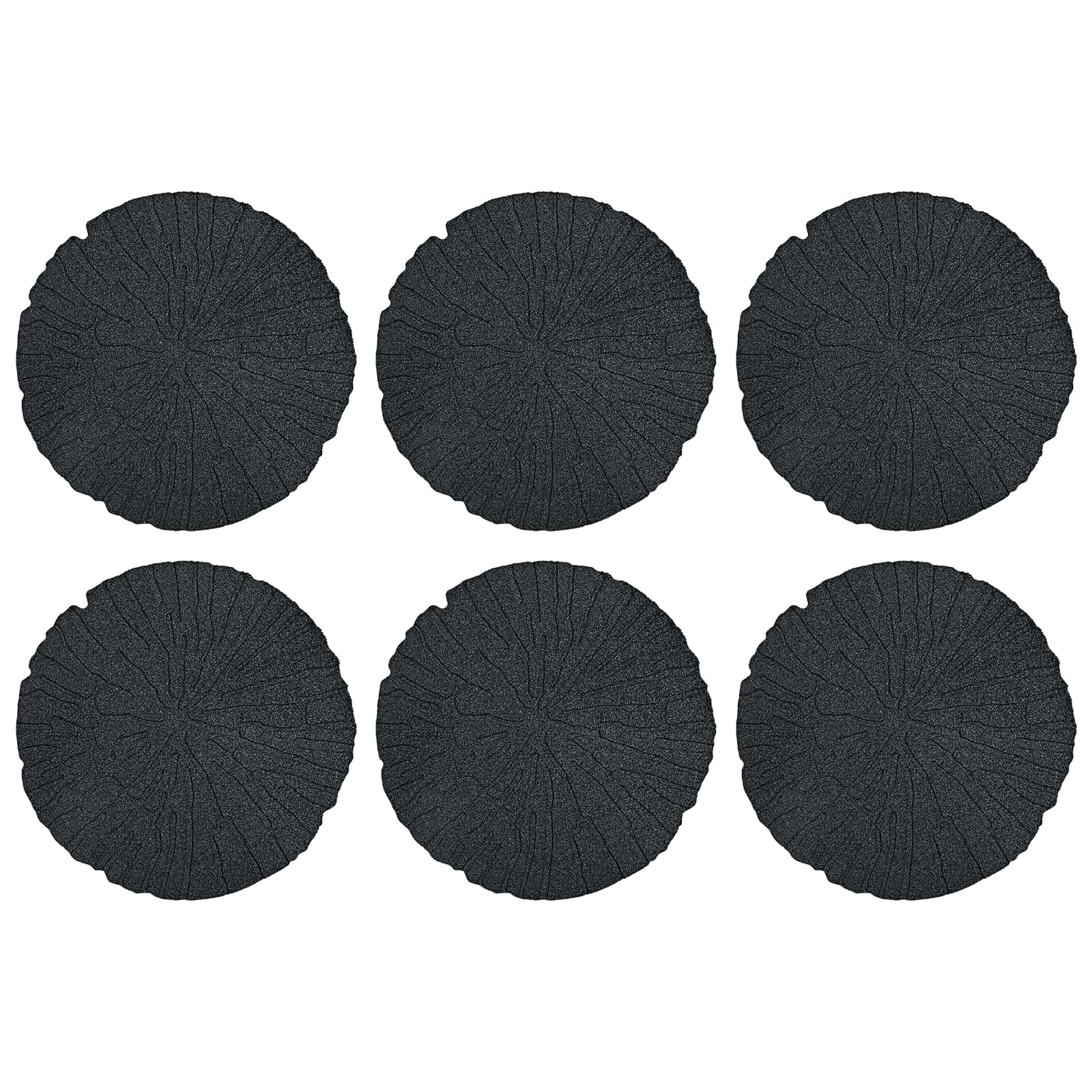 Trittsteine 6 pcs Schwarz Ø 45 x 1,8 cm Gummi
