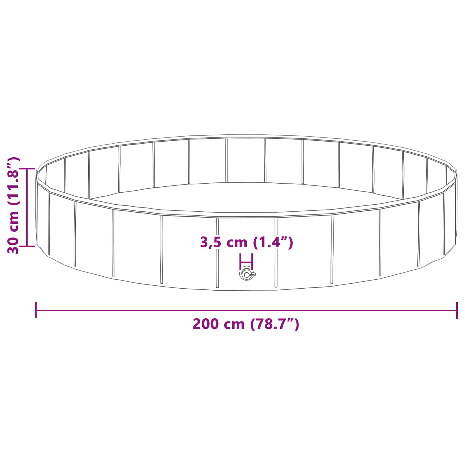 Hundepool Blau Ø200 x 30 cm Dicker PVC
