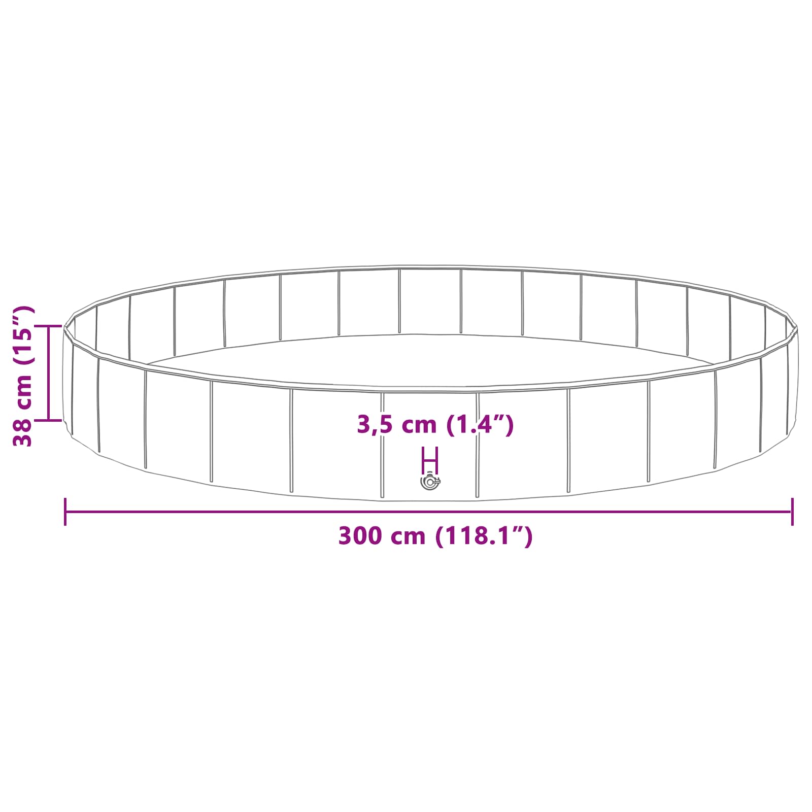 Hundepool Blau Ø300 x 38 cm Dicker PVC